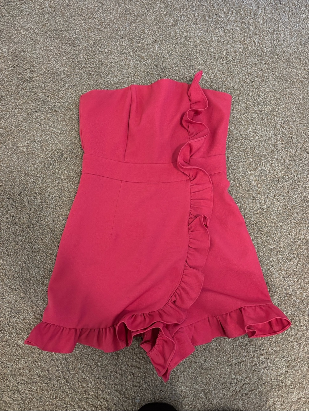 DO+BE Hot Pink Strapless Ruffle Romper